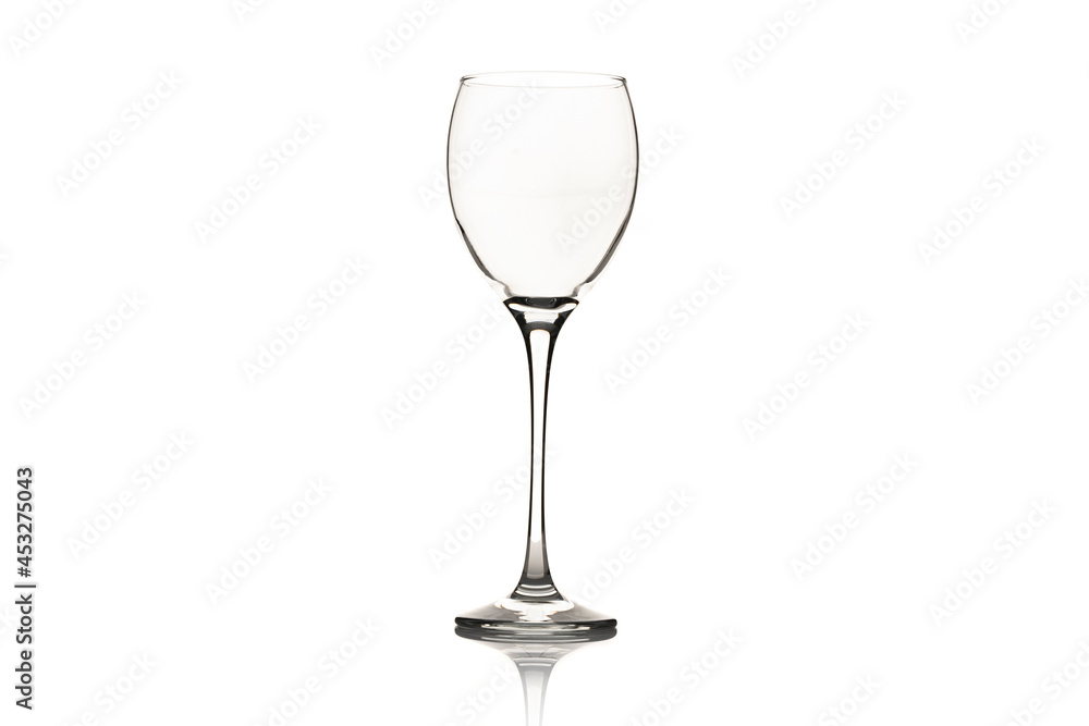 Single empty wine glass, isolated on white. 