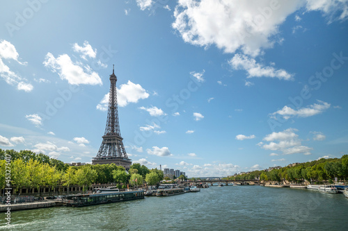 Beautiful view of famous Eiffel Tower in Paris  France. Paris Best Destinations in Europe.