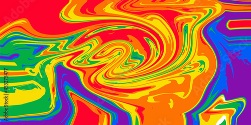 Abstract melting colorful vibrant multicolor rainbow liquid background. Modern trendy melted fluid backdrop. LGBTQ Pride flag colored banner, wallpaper