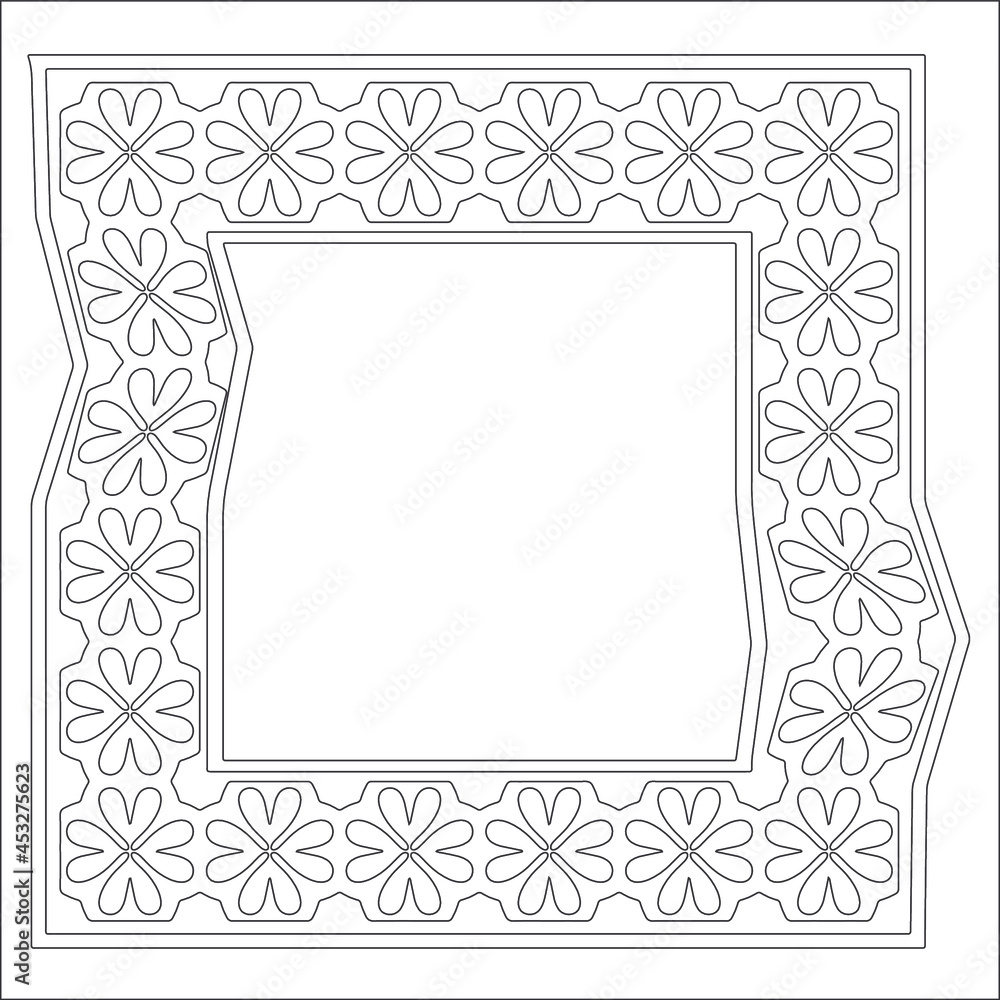 Decorative line art frames for design template. Elegant element for design in Eastern style, place for text. Black outline floral border. Lace vector illustration for invitations and greeting cards Decorative line art frames for design template. Elegant element for design in Eastern style, place for text. Black outline floral border. Lace vector illustration for invitations and greeting cards