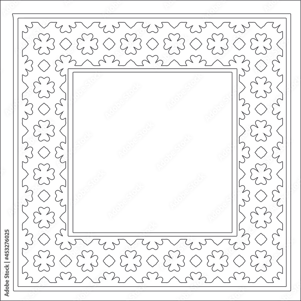 Decorative line art frames for design template. Elegant element for design in Eastern style, place for text. Black outline floral border. Lace vector illustration for invitations and greeting cards