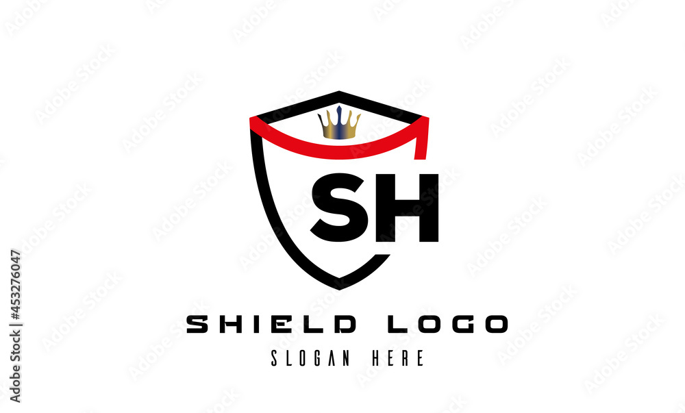 king shield SH latter logo vector king shield SH latter logo vector