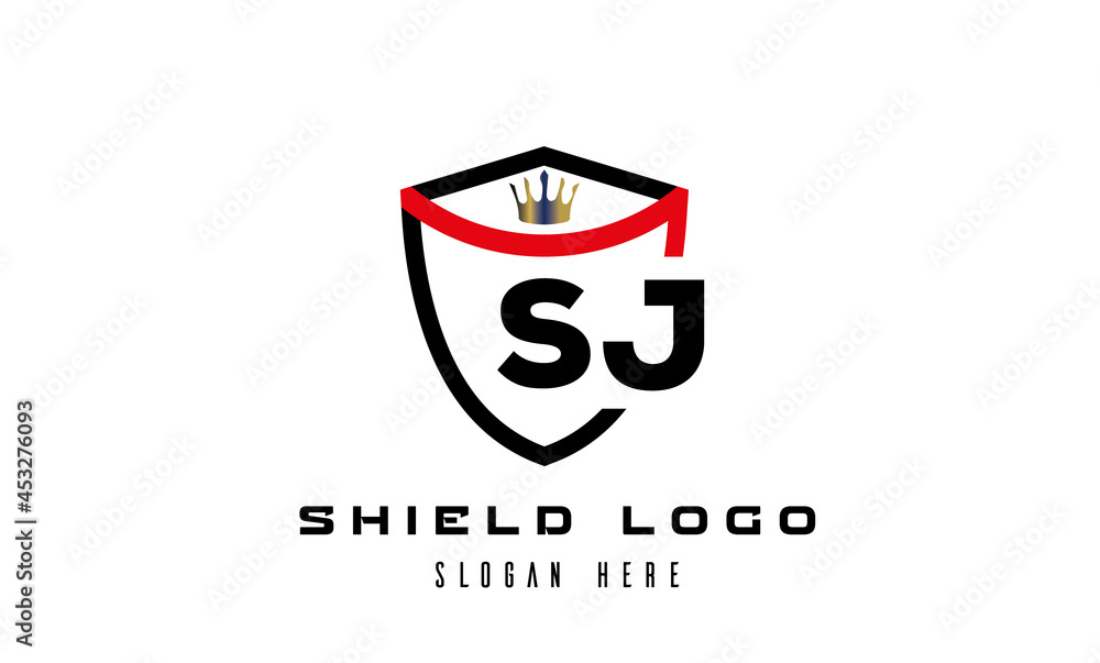 king shield SJ latter logo vector