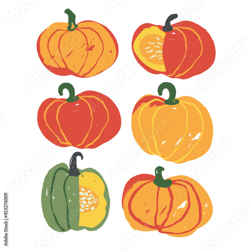 Hand drawn Pumpkin Set. Brush fall design (ID: 453276009)