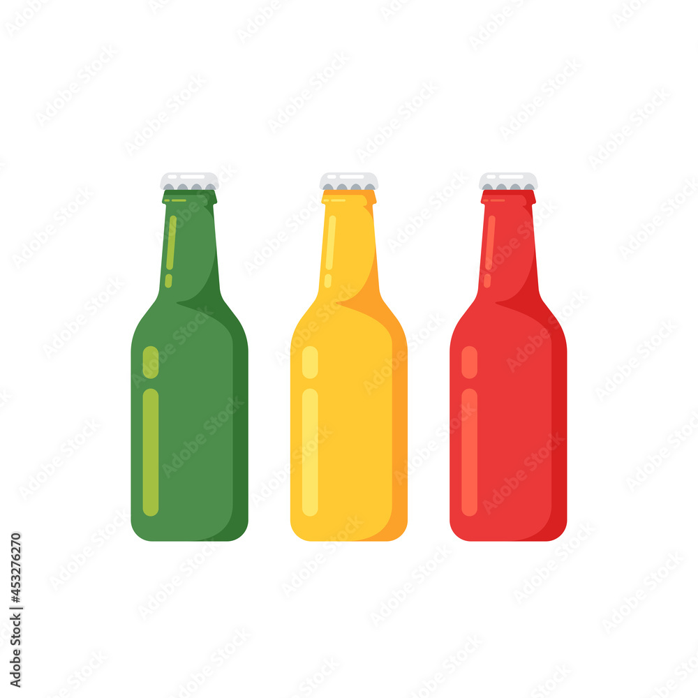 Bottle cartoon vector. Green, Yellow and Red bottle vector. Beer cartoon vector. Bottle cartoon vector. Green, Yellow and Red bottle vector. Beer cartoon vector.