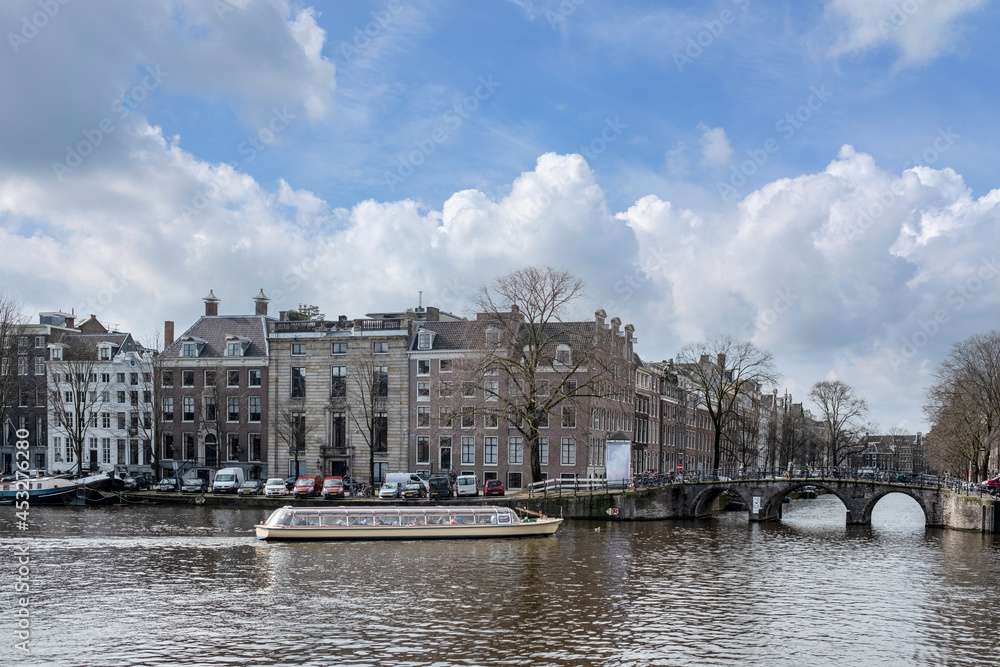 Naklejka premium River Amstel in Amsterdam, Noord-Holland province, The Netherlands
