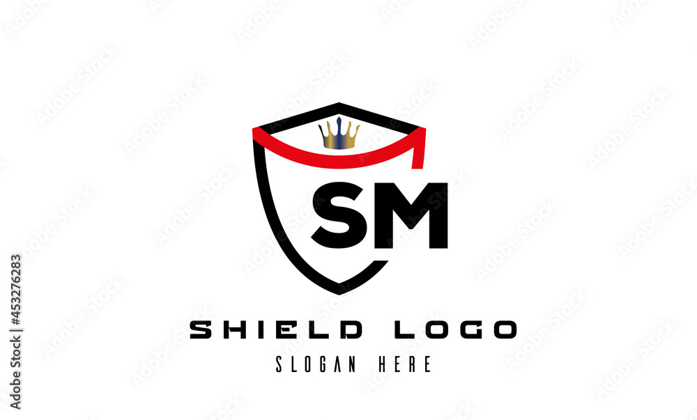 king shield SM latter logo vector