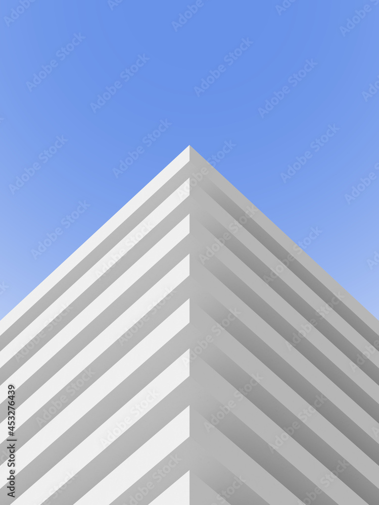 3d rendering of white geometric architecture, high rise building. 3d rendering. 3d rendering of white geometric architecture, high rise building. 3d rendering.