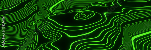 Abstract green topographic contour lines.