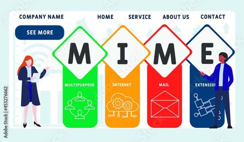 Vector website design template . MIME - Multipurpose Internet Mail Extensions acronym. business concept. illustration for website banner, marketing materials, business presentation, online advertising