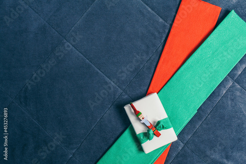 Handmade Gift With Red And Green Wrapping Paper

