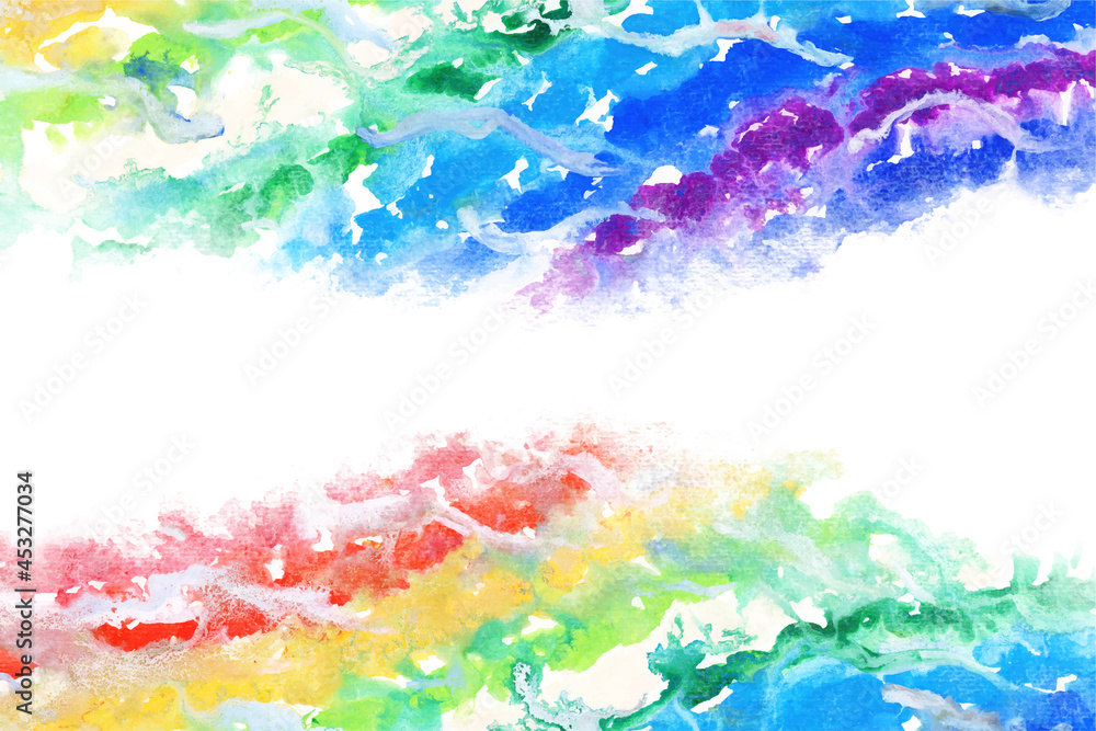 Fototapeta premium 空 雲 虹 水彩 ベクター 背景