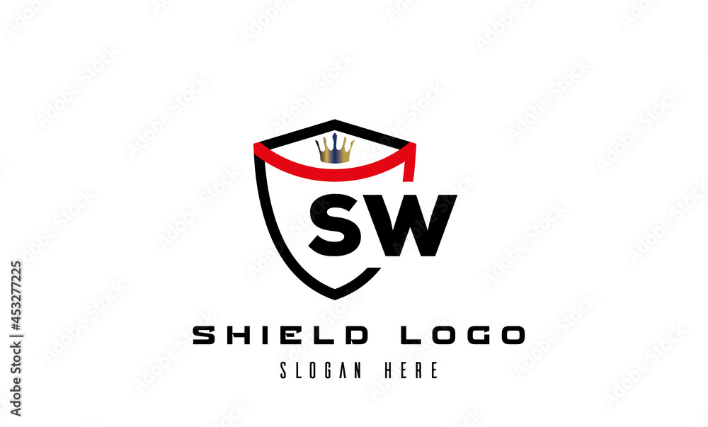 Obraz premium king shield SW latter logo vector