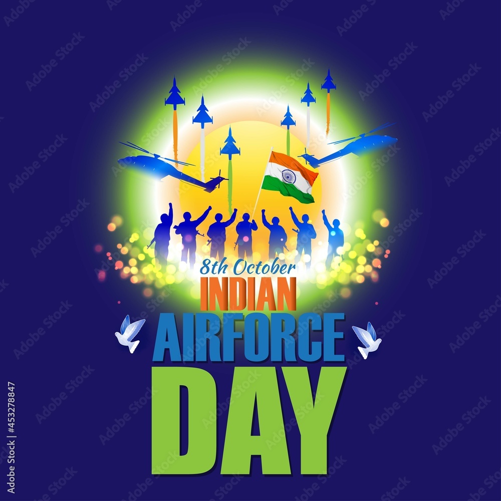 Indian air force dayvector illustration of Indian jet air shows on
