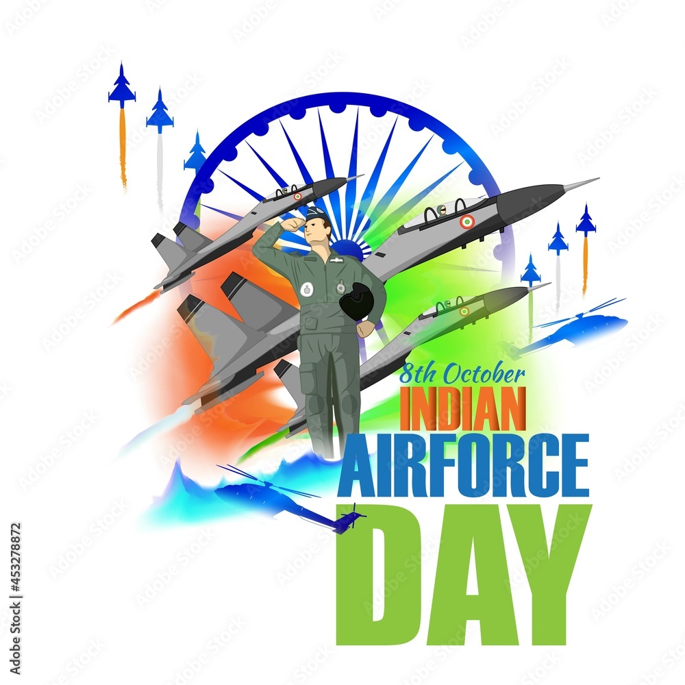 Indian air force dayvector illustration of Indian jet air shows on