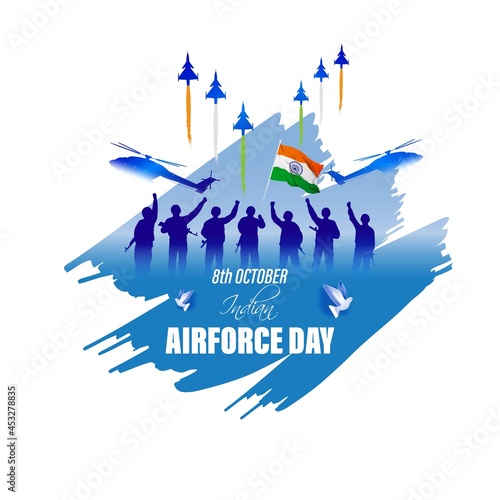 Indian air force day-vector illustration of Indian jet air shows on abstract background