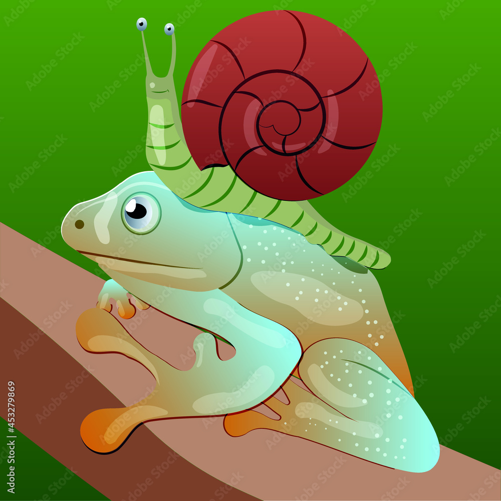 Obraz premium Snail riding a frog