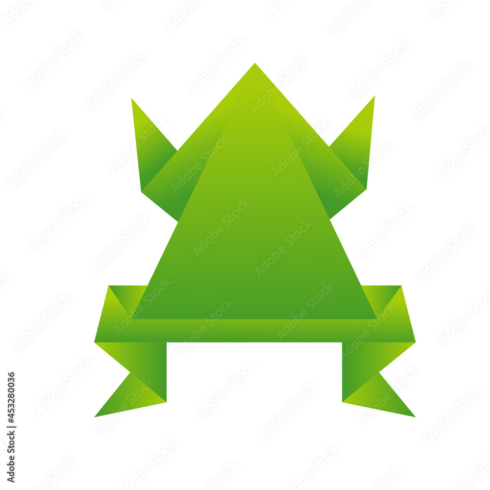 Vector image of a green frog on a white isolated background. Craft made of paper. Vector image of a green frog on a white isolated background. Craft made of paper.