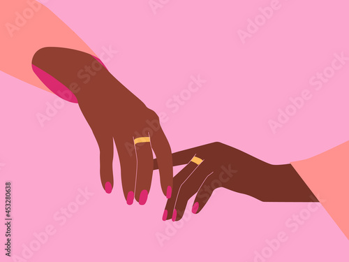 A bright illustration with the image of women's elegant hands.