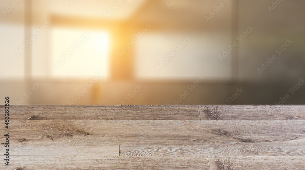 Background with empty wooden table. Flooring. Background with empty wooden table. Flooring.