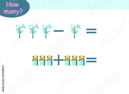 mathematical examples of addition and subtraction. educational page for children.