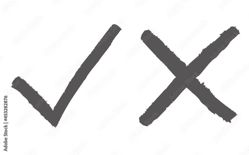 check mark and cross choise icons on white background check mark and cross choise icons on white background