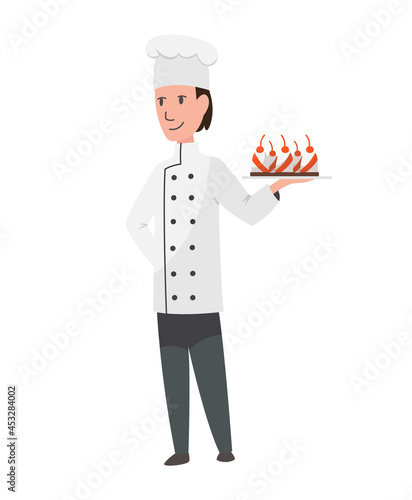 Character cook profession. Men worker occupation in the uniform. Isolated  illustration in cartoon style