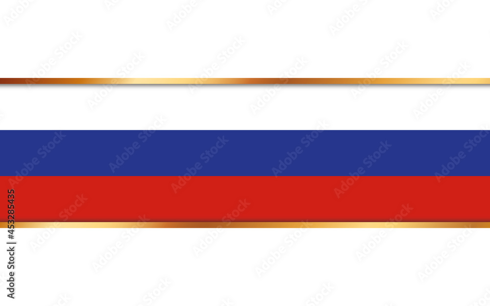 gold ribbon banner with flag of Russia on white background gold ribbon banner with flag of Russia on white background