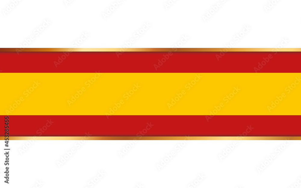 Obraz premium gold ribbon banner with flag of Spain on white background