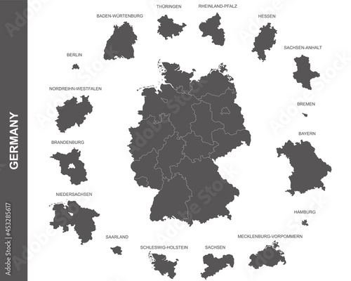 political map of Germany isolated on white background 