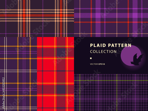 Plaid pattern collection with autumnal red and mystic purple