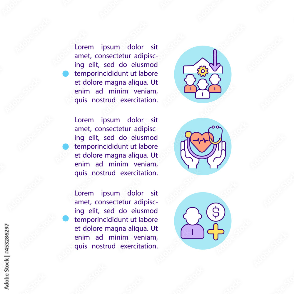 Activities benefiting only company employees concept line icons with text. PPT page vector template with copy space. Brochure, magazine, newsletter design element. Linear illustrations on white