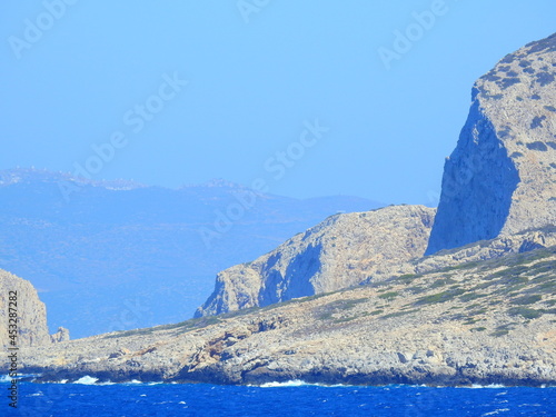 rocky and steep slopes in Keros Island Greece August 2021 photo