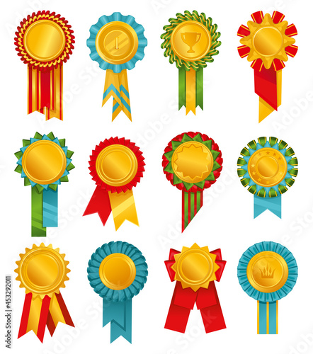 Rosettes Rewards Colored Icon Set