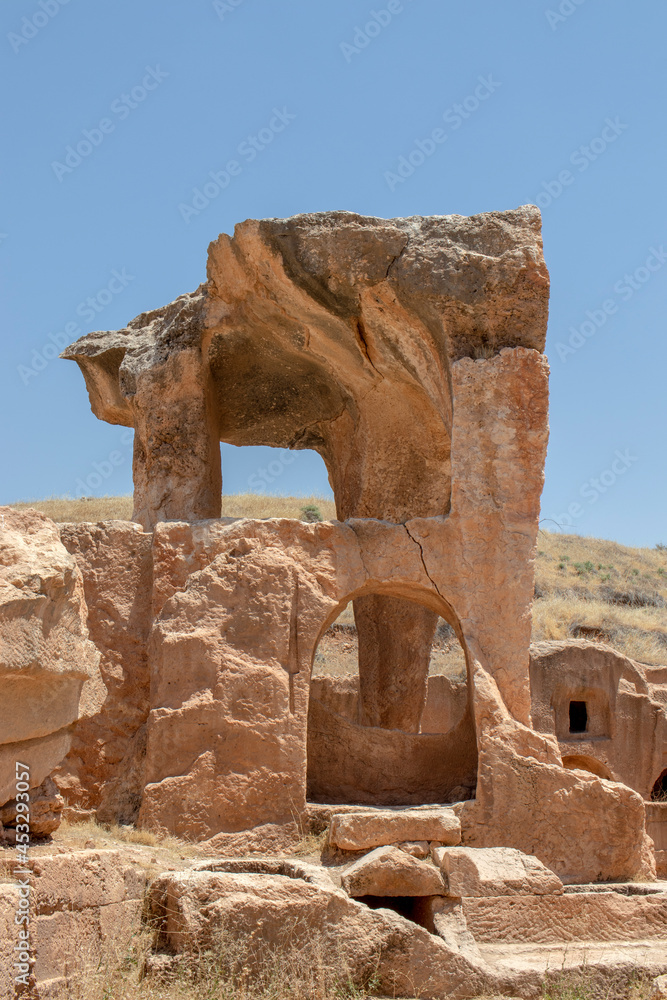 Mardin Province, Dara Ancient City. rock carved old city texture. Anastasiopolis