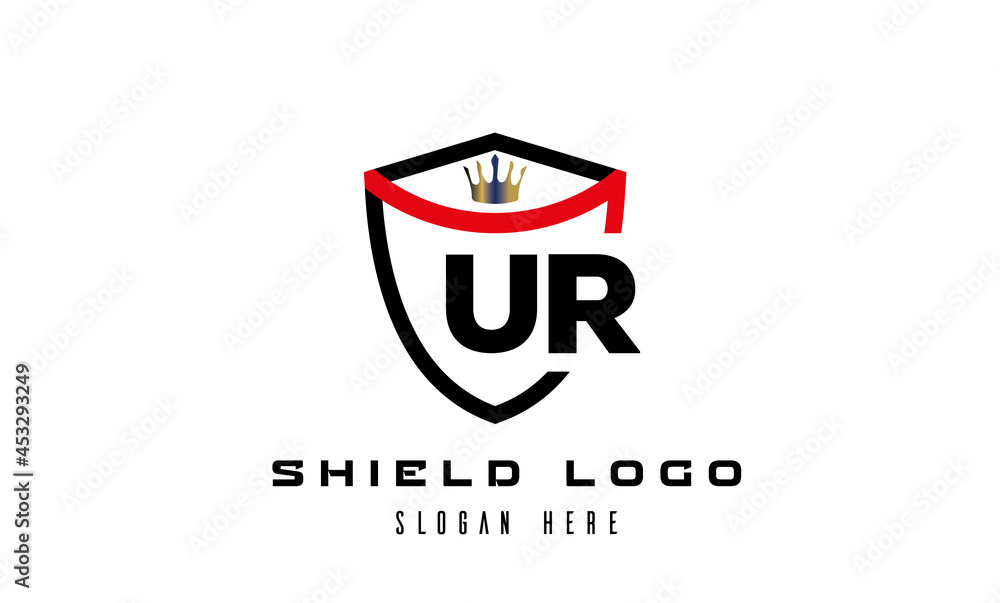 king shield UR latter logo vector