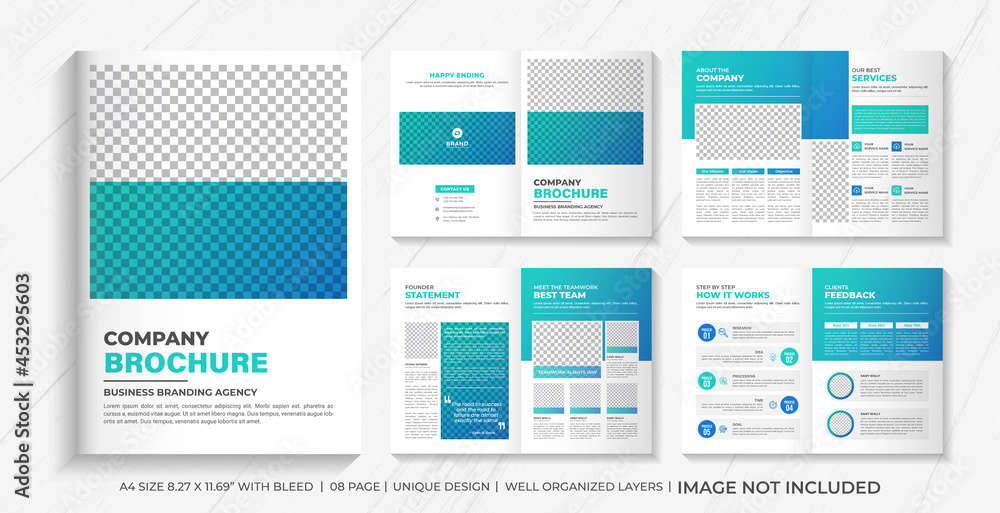 Company profile brochure template design, 8 pages company brochure template, corporate brochure design template