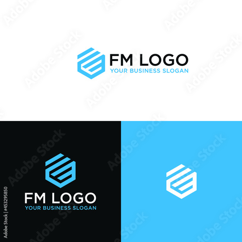 FM LETTER HEXAGON LOGO DESIGN