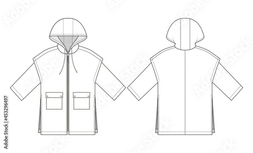 Fashion technical drawing of parka