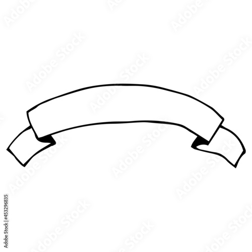 Vector abstract ribbon outline for design, logo, template, sticker. Doodle illustration. 