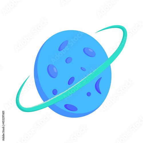 vector icon planet saturn blue color