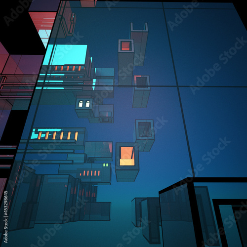 Digital technology cyberspace futuristic background, modern colourful tech abstract design graphic  photo