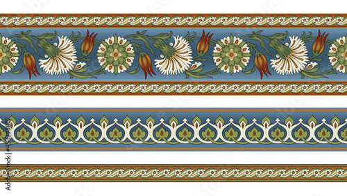 Seamless floral borders. Ancient Persian style. Clipping masks applied.