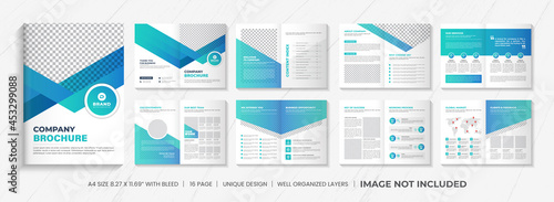 company profile brochure template layout design, 16 pages corporate brochure design template, Minimal Business Brochure template design