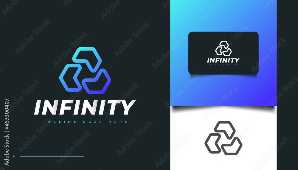 Infinite Triangle Logo Design in Blue Gradient for Business or Technology Logos