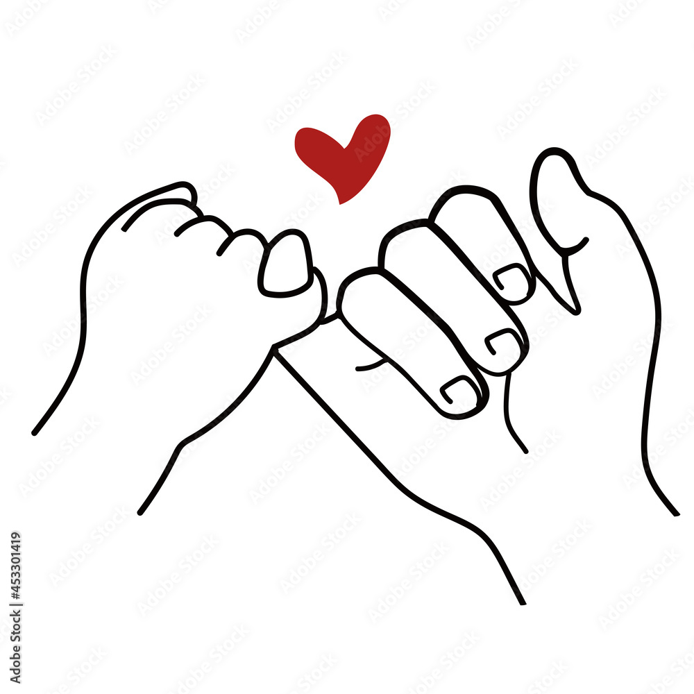 Promise outline vector with red heart sign icon Promise outline vector with red heart sign icon