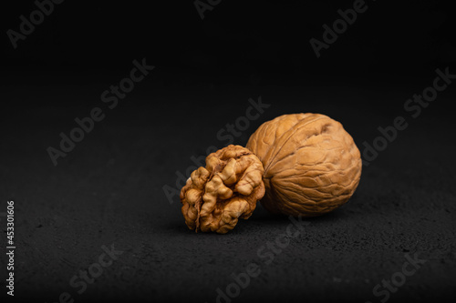 Walnut on a dark background