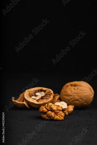 Walnut on a dark background