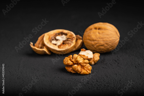 Walnut on a dark background