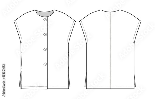 Fashion technical drawing of oversized waist coat
